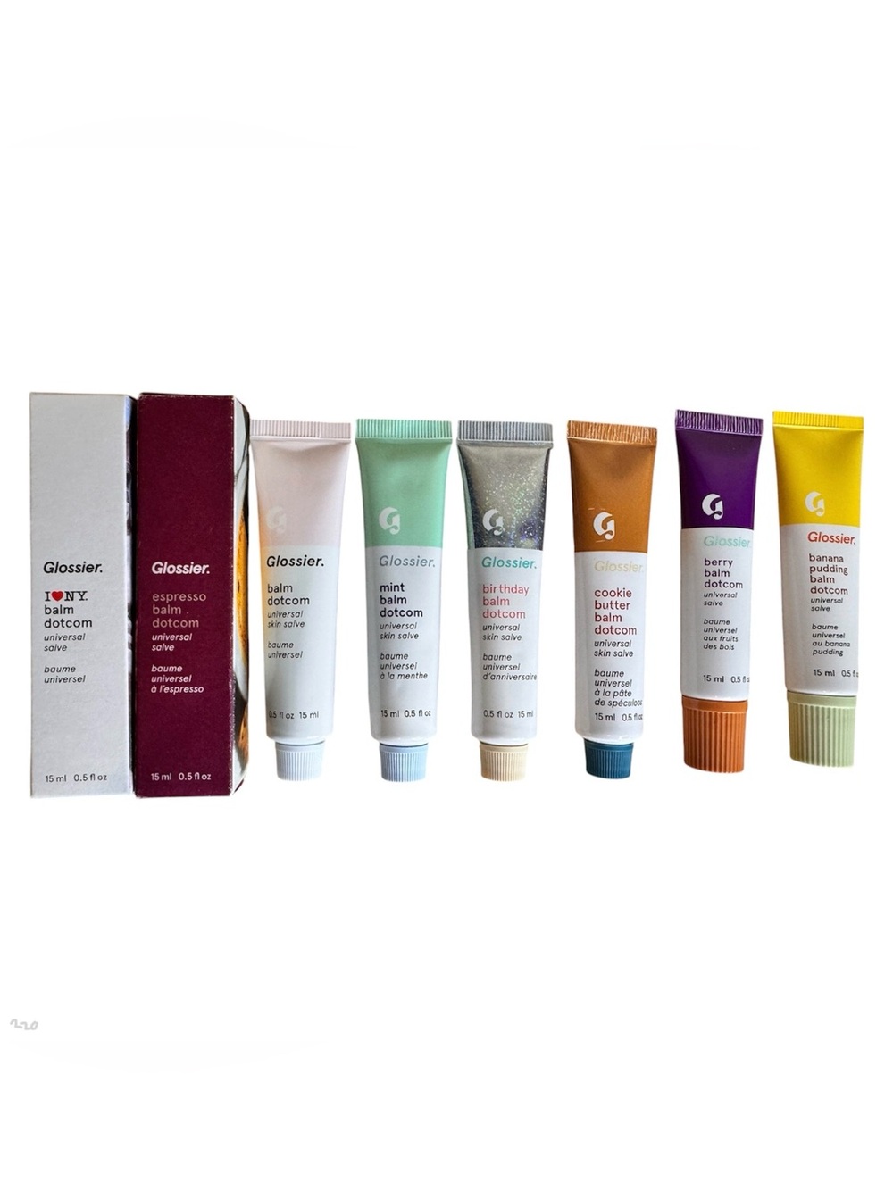 Glossier Balm Dotcom Bundle I ❤️ NY Espresso OG Discontinued Berry Banana